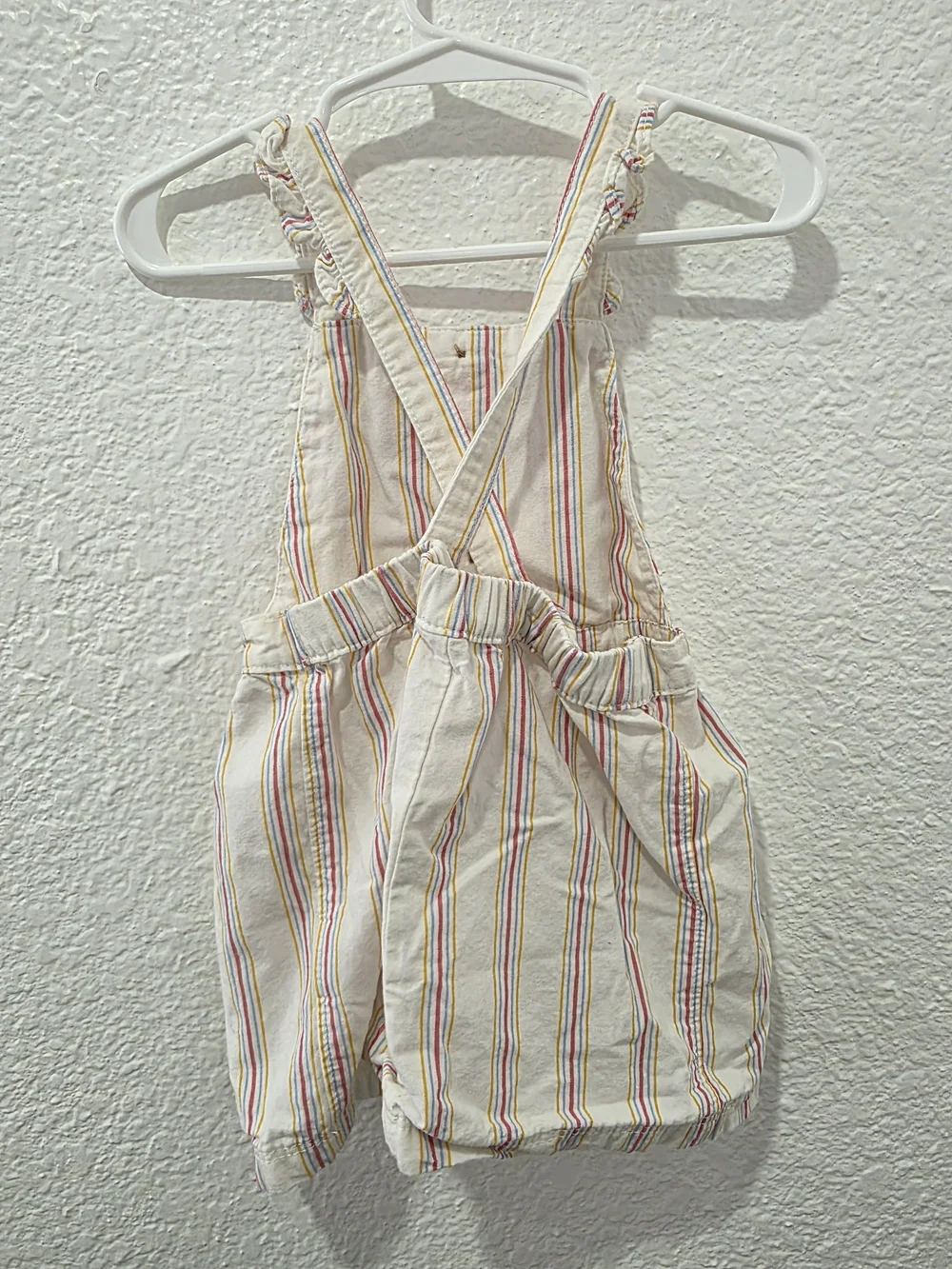 Carter's Cream Multi-Color Striped Overall Dress